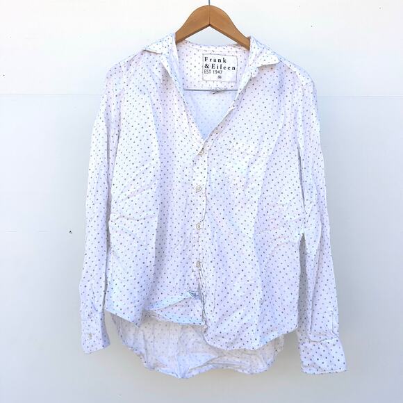Frank & Eileen Modal White Polka Dot Button Down Eileen XS Shirt - Picture 2 of 7